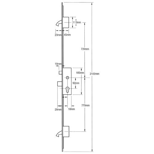 Winkhaus Cobra Latch Deadbolt 2 Hooks Key Wind Operated Multipoint Door Lock - Image 2
