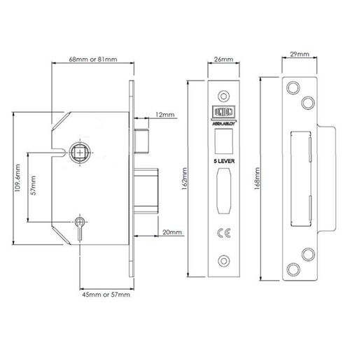 Union 2205 Strongbolt Non British Standard 5 Lever Mortice Sashlock - Image 2