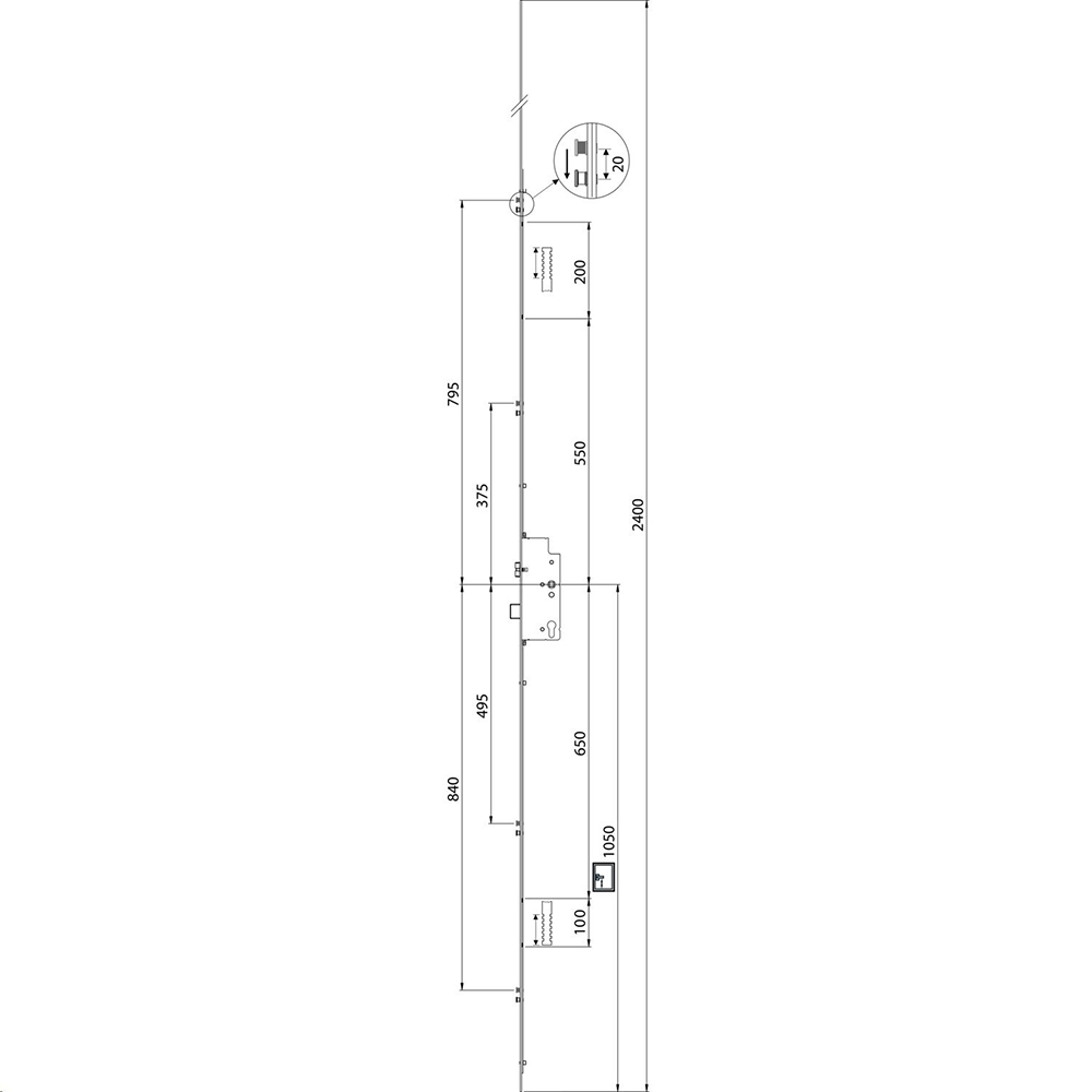 Maco Z-TS Latch Deadbolt 4 Rollers Flat 16mm Faceplate Multipoint Door Lock - Key Wind - Image 2
