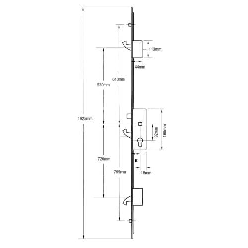 Winkhaus Scorpion Latch 3 Hooks 2 Rollers Split Spindle Multipoint Door Lock - Option 1 - Image 2