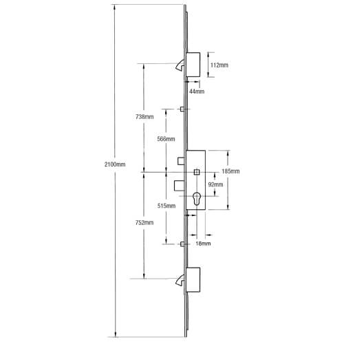 Winkhaus Cobra Latch Deadbolt 2 Hooks French Door Lock Split Spindle Multipoint Door Lock - Image 2