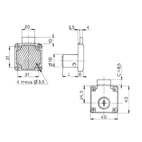 Ronis 4500-01 Desk Cupboard Lock - Image 2