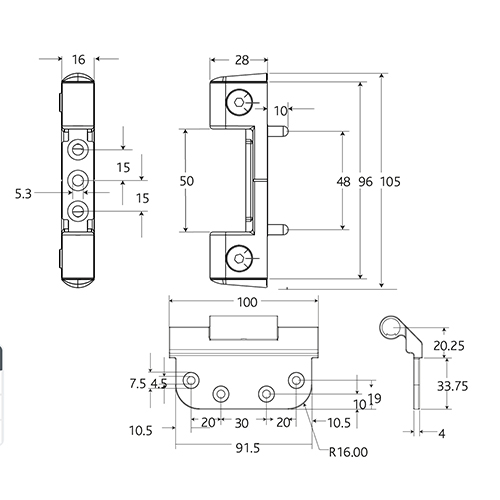 Fab and Fix Haven Intelligent Strength Hinges for Composite or Timber (4R16 version - 4mm thick with 16mm radius corners) - Image 2