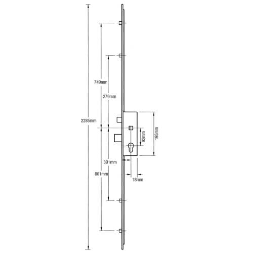 GU Latch Deadbolt 4 Rollers Key Wind Operated Multipoint Door Lock - Image 2