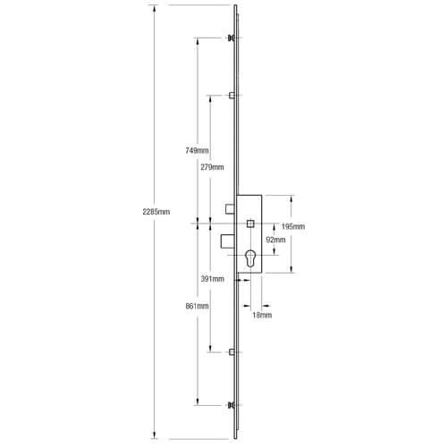 GU Europa Latch Deadbolt 2 Rollers 2 Mushrooms Split Spindle Multipoint Door Lock - Image 2