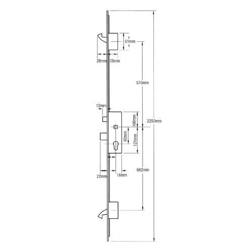 ERA Latch Deadbolt 2 Hooks Split Spindle Multipoint Door Lock - Image 2