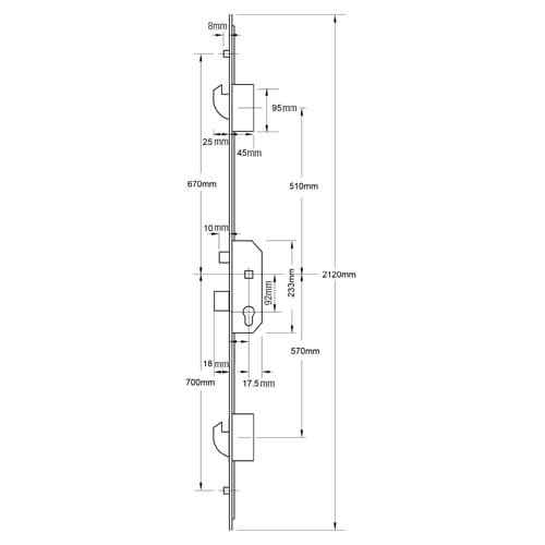 Mila Latch 2 Rollers 2 Hooks Lift Lever Multipoint Door Lock - Image 2