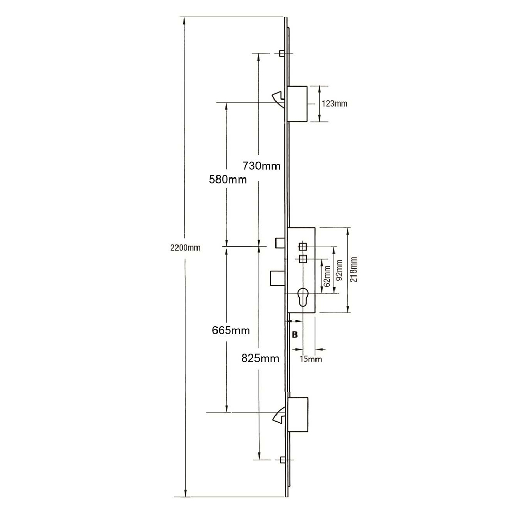 Avocet Latch Deadbolt 2 Hooks 2 Rollers Double Spindle Multipoint Door Lock - Option 2 - Shootbolt Compatible - Image 2