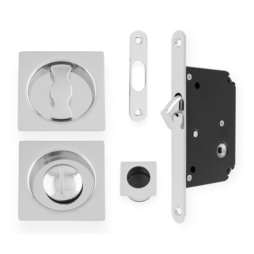 Alexander & Wilks AW111RPC Sliding Door Lock Set Square Roses Radius Forend & Strike (LEAD TIME: 2-3 DAYS)