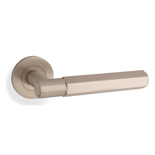 Alexander & Wilks AW224SN Spitfire Hex Lever On Round Rose - Satin Nickel (LEAD TIME: 2-3 DAYS)