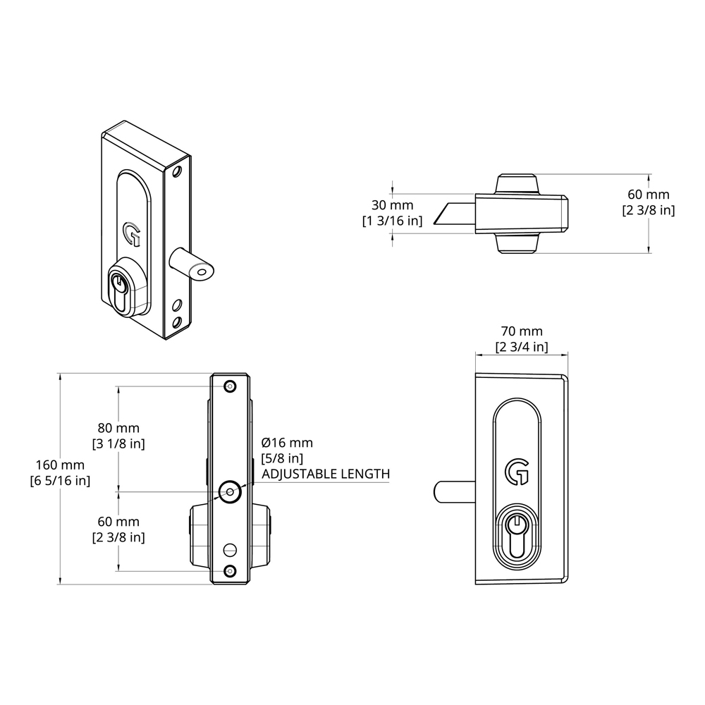 Gatemaster BK Superlock 2.0 Keylatch Double Sided Keyed Lock for Metal Gates (LEAD TIME: 2-3 DAYS) - Image 2