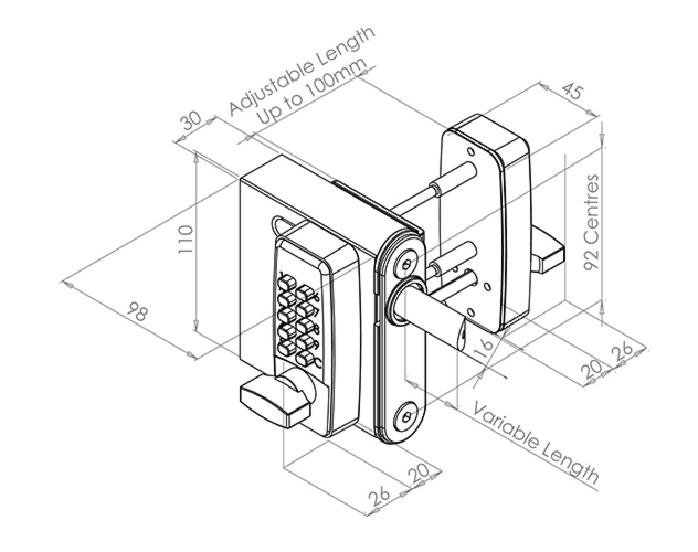 Gatemaster SelectPro Code Surface Mounted Gate Lock (LEAD TIME: 2-3 DAYS) - Image 2