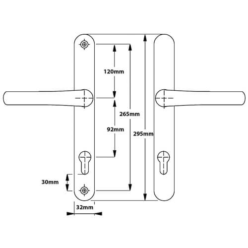 Fab & Fix Universal Lever Lever UPVC Multipoint Door Handles - 92mm PZ Sprung 265mm Screw Centres - Image 4