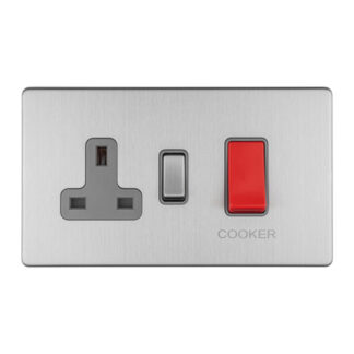 Eurolite ECSS45ASWASG 45Amp DP Cooker Switch with 13Amp Socket (LEAD TIME: 2-3 DAYS)