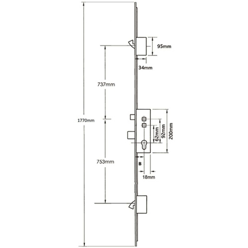Elite Latch Deadbolt 2 Hooks Double Spindle Multipoint Door Lock - Image 2