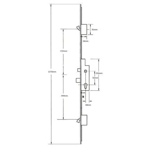 Roto Elite Latch Deadbolt 2 Hooks Key Wind Multipoint Door Lock - Image 2