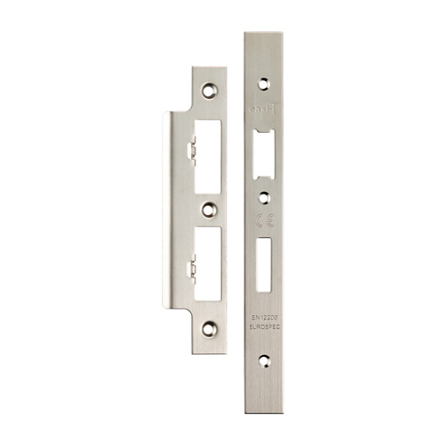 Eurospec FSF5017SSS Forend Strike & Fixing Pack To Suit Din Euro Sash/Bathroom Lock - Satin Stainless Steel Square Forend (LEAD TIME: 2-3 DAYS)