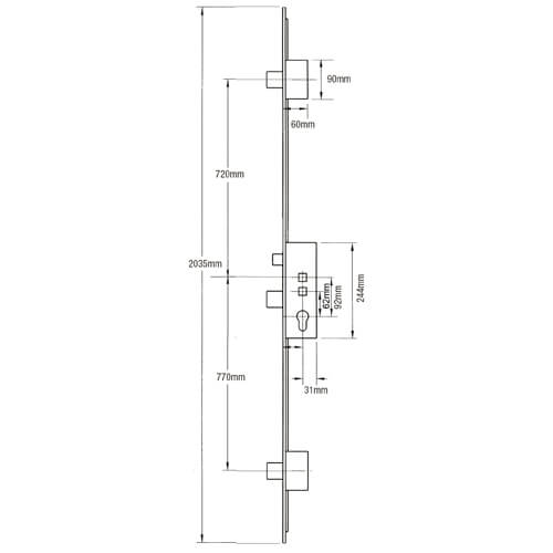 Gridlock C Series Latch 3 Deadbolts Single Spindle Multipoint Door Lock - Image 10