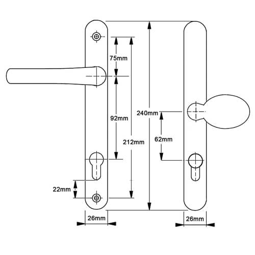 Hoppe Atlanta Lever Moveable Pad UPVC Multipoint Door Handles - 92mm/62mm PZ Sprung 215mm Screw Centres - Image 2