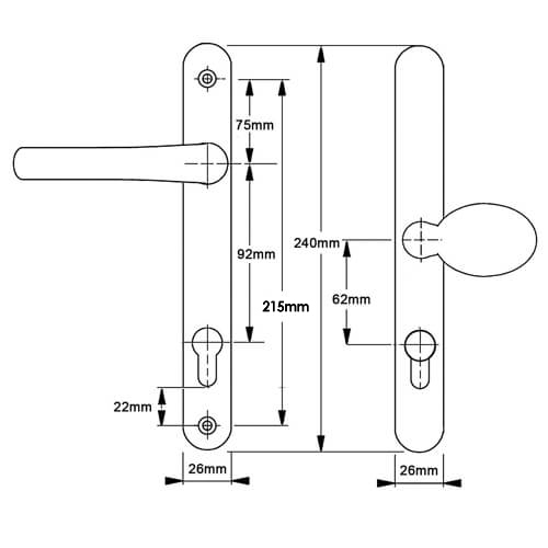 Hoppe Atlanta Lever Moveable Pad UPVC Multipoint Door Handles - 92mm/62mm PZ Sprung 215mm Screw Centres - Image 6