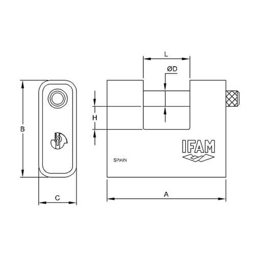 Ifam CEN Rated Armoured Shutter Padlock - Image 3
