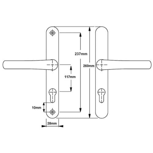 Millenco Lever Lever UPVC Multipoint Door Handles - 117mm PZ Sprung 237mm Screw Centres - Image 3