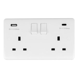 Eurolite PL4620C Enhance White Plastic 2-Gang USB-C Socket (LEAD TIME: 2-3 DAYS)