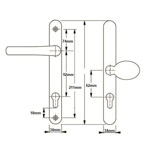 Brisant Secure Ultion TS007 2* Lever Pad UPVC Multipoint Door Handles - 92mm PZ Sprung 211mm Screw Centres - Image 2