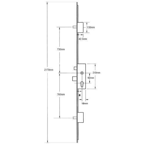 KFV Latch Deadbolt 2 Pin Bolts Lift Lever Multipoint Door Lock - Image 2