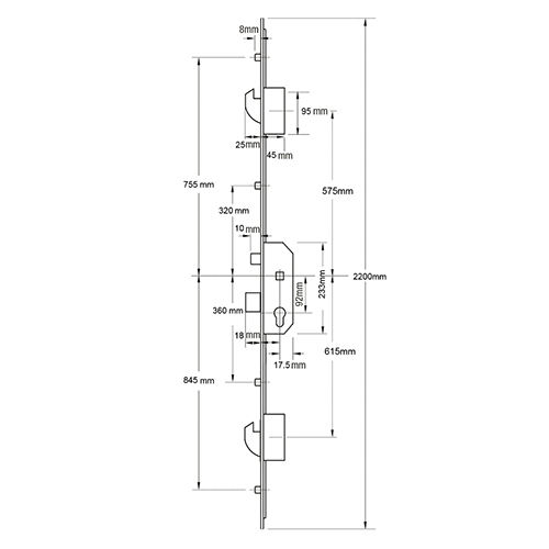 Mila Latch Deadbolt 4 Rollers 2 Hooks Double Spindle Multipoint Door Lock - Image 2