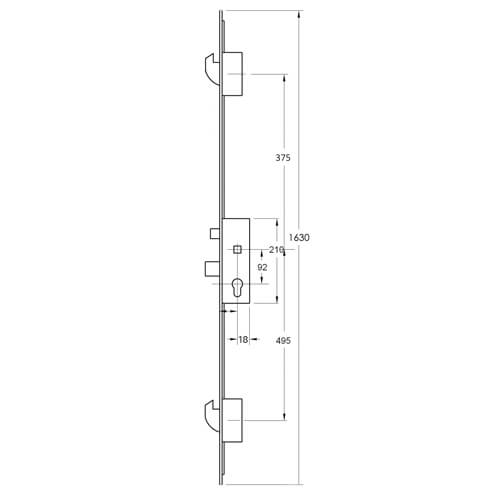 KFV Latch Deadbolt 2 Hooks Lift Lever Multipoint Door Lock - Image 2