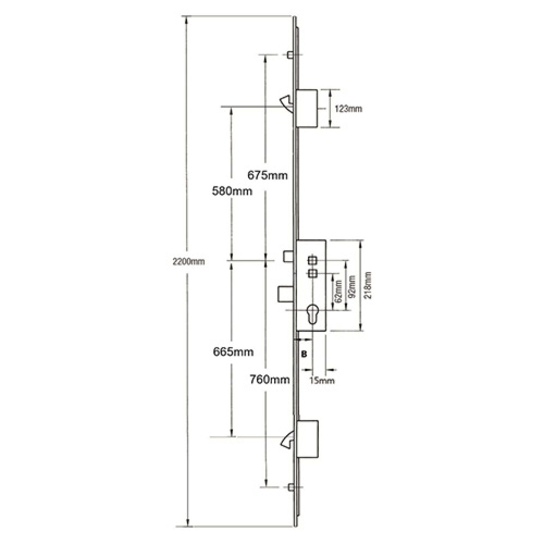 Avocet Latch Deadbolt 2 Hooks 2 Rollers Double Spindle Multipoint Door Lock - Option 1 - Shootbolt Compatible - Image 2