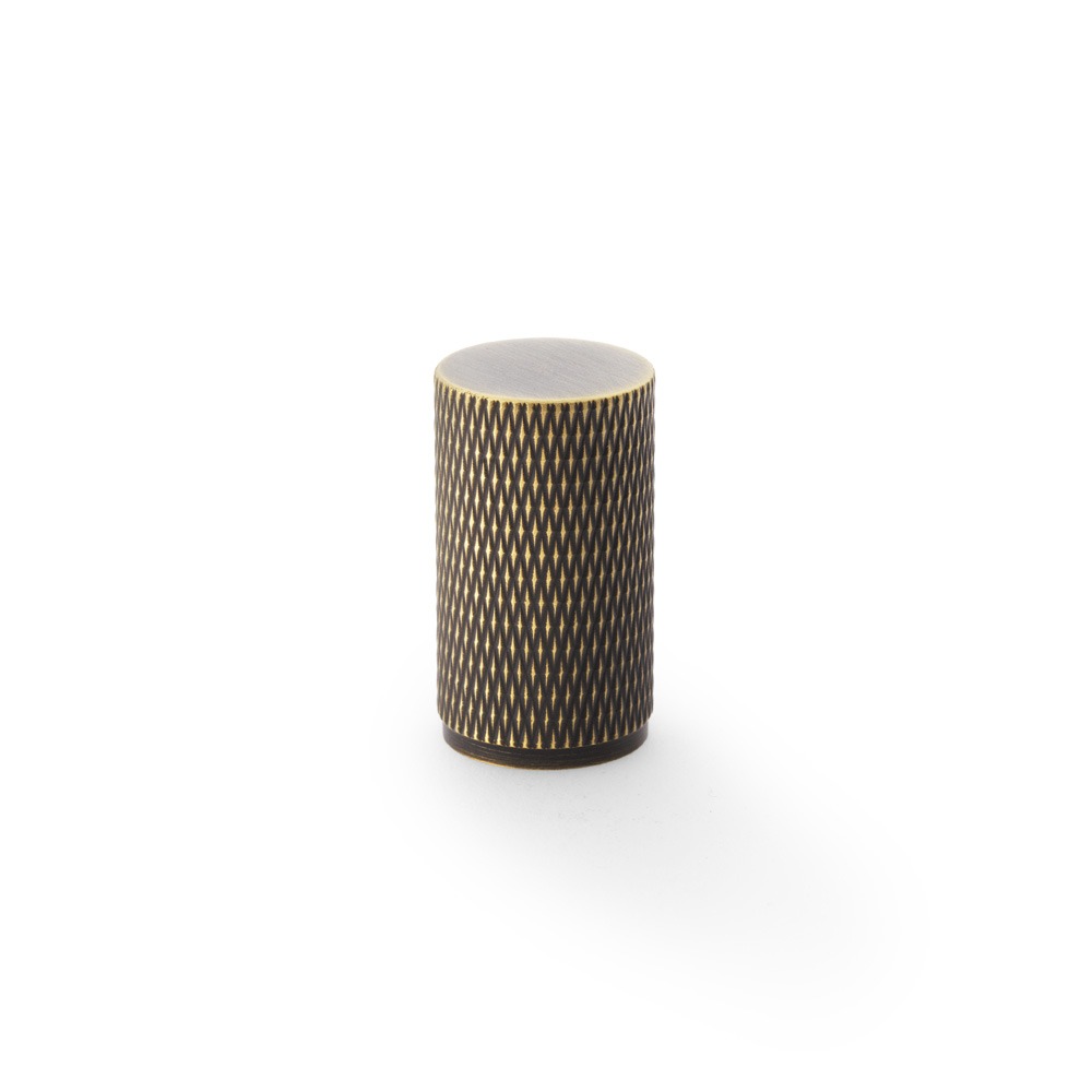 Alexander & Wilks AW800-35-AB Brunel Knurled Cylinder Cupboard Knob - Antique Brass 35mm (LEAD TIME: 2-3 DAYS)