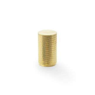 Alexander & Wilks AW800-35-SBPVD Brunel Knurled Cylinder Cupboard Knob - Satin Brass PVD 35mm (LEAD TIME: 2-3 DAYS)