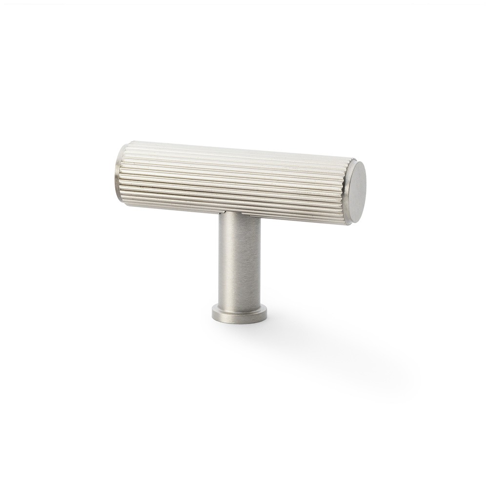 Alexander & Wilks AW801R-55-SN Crispin Reeded T Bar Cupboard Knob - Satin Nickel (LEAD TIME: 2-3 DAYS)