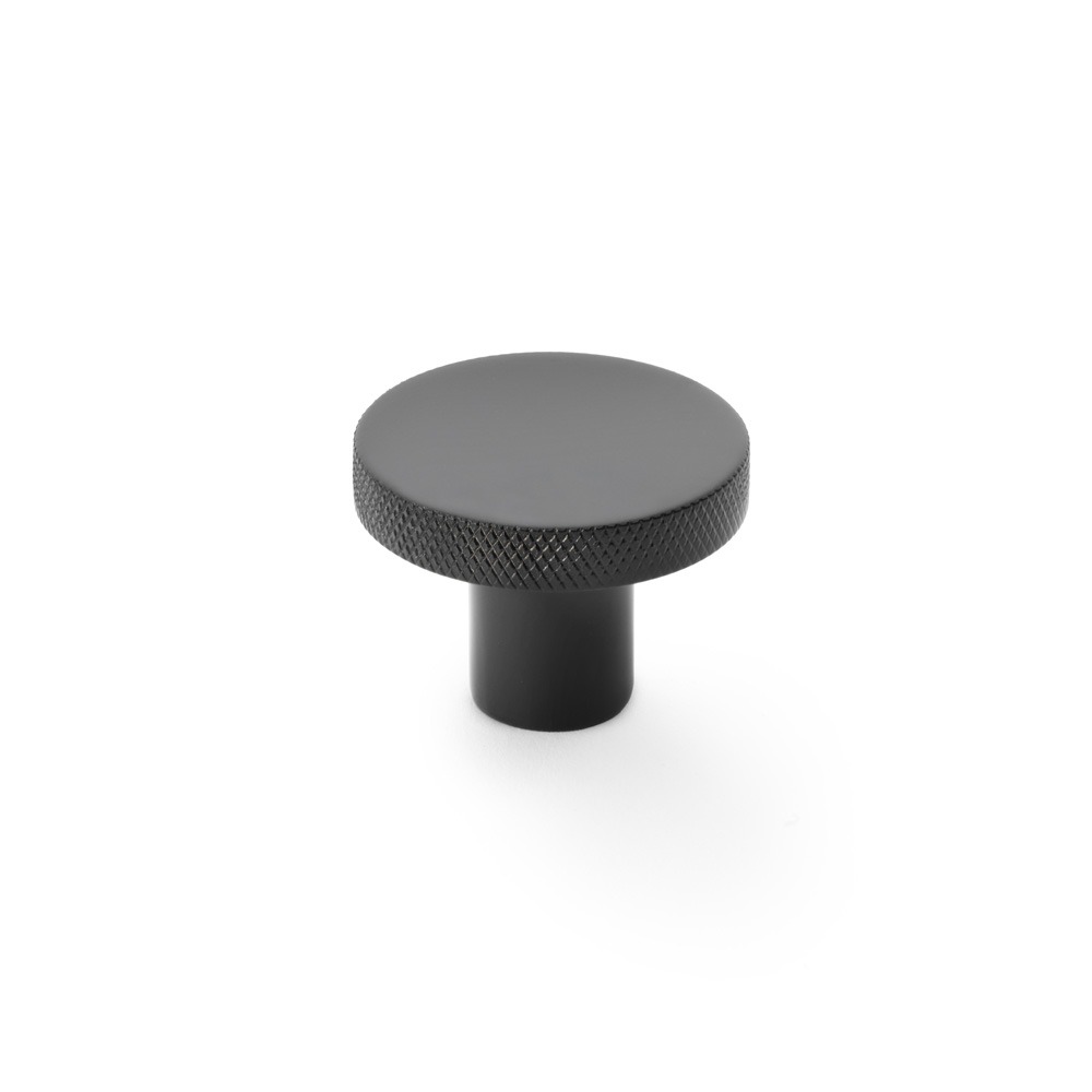 Alexander & Wilks AW802-38-BL Hanover Knurled Circular Cupboard Knob Black 38mm (LEAD TIME: 2-3 DAYS)