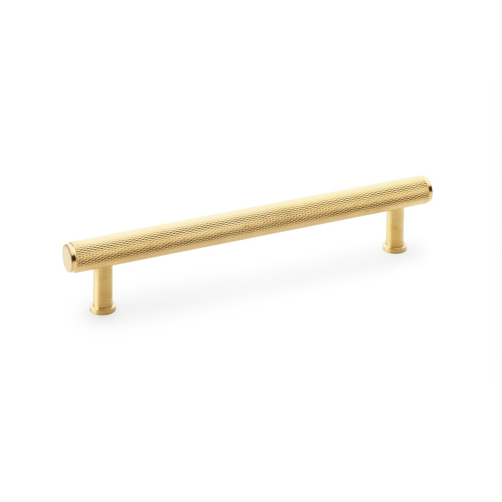 Alexander & Wilks AW809-160-SBPVD Crispin Knurled T Bar Cupboard Pull Handle - Satin Brass PVD 160mm (LEAD TIME: 2-3 DAYS)