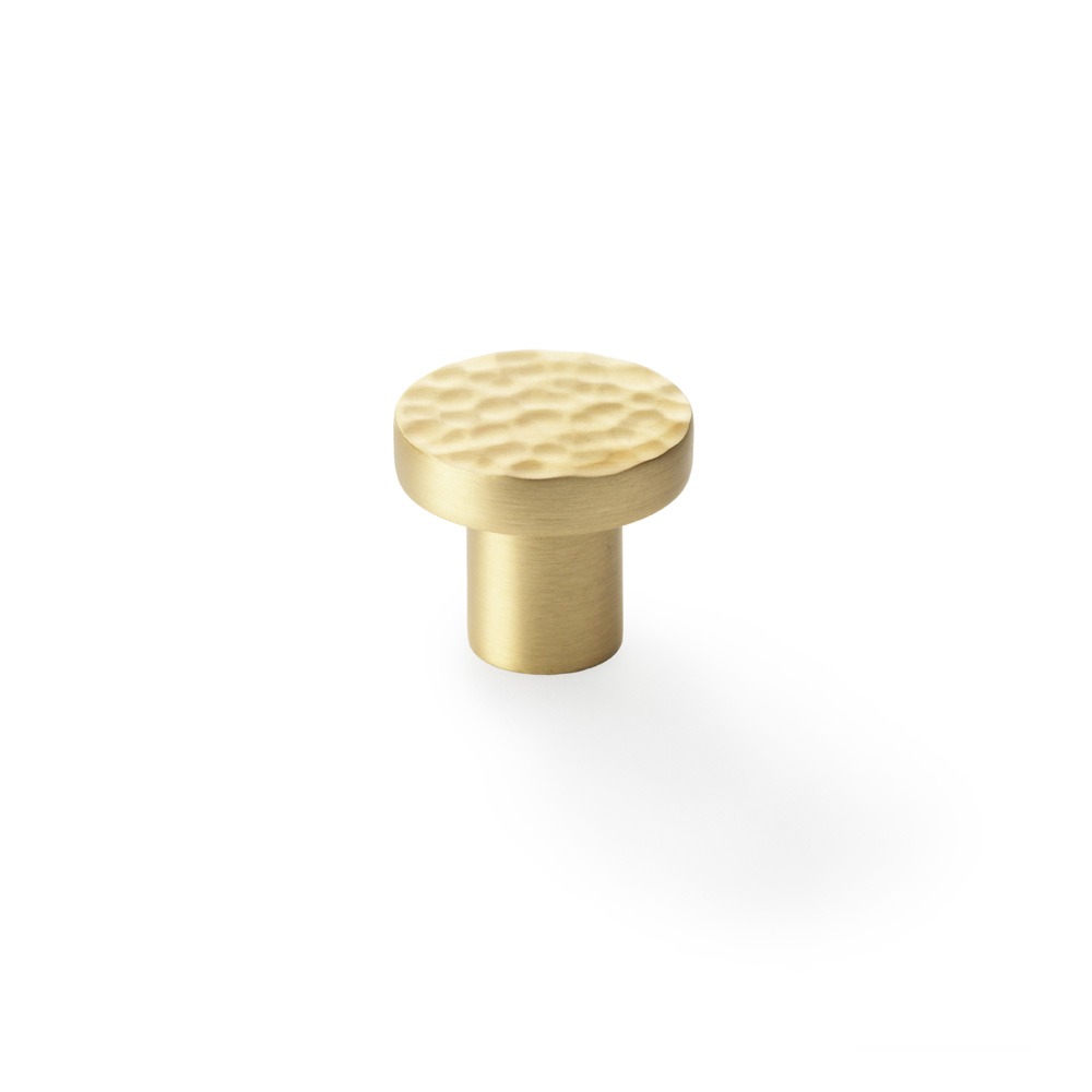 Alexander & Wilks AW820-30-SB Hanover Hammered Cupboard Knob - Satin Brass 30mm (LEAD TIME: 2-3 DAYS)
