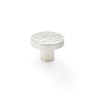 Alexander & Wilks AW820-38-PN Hanover Hammered Cupboard Knob - Polished Nickel 38mm (LEAD TIME: 2-3 DAYS)
