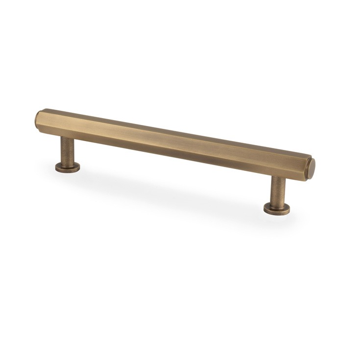 Alexander & Wilks AW830-128-AB Vesper Hex T Bar Cabinet Pull-- Antique Brass-128mm C/C (LEAD TIME: 2-3 DAYS)