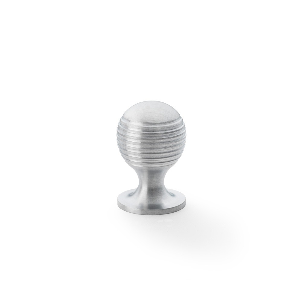 Alexander & Wilks AW832-25-SC Caesar Cupboard Knob On Round Rose - Satin Chrome 25mm (LEAD TIME: 2-3 DAYS)