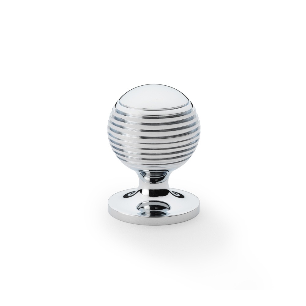 Alexander & Wilks AW832-32-PC Caesar Cupboard Knob On Round Rose - Polished Chrome 32mm (LEAD TIME: 2-3 DAYS)