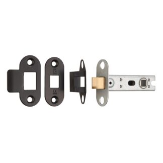 Eurospec BTL30MB/R 76mm CE B/T Tubular Mortice Latch Radius - Matt Black (LEAD TIME: 2-3 DAYS)