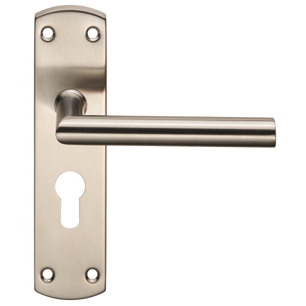 Eurospec CSLP1162E/SSS Steelworx Residential Mitred Lever On Euro Lock Backplate (LEAD TIME: 2-3 DAYS)