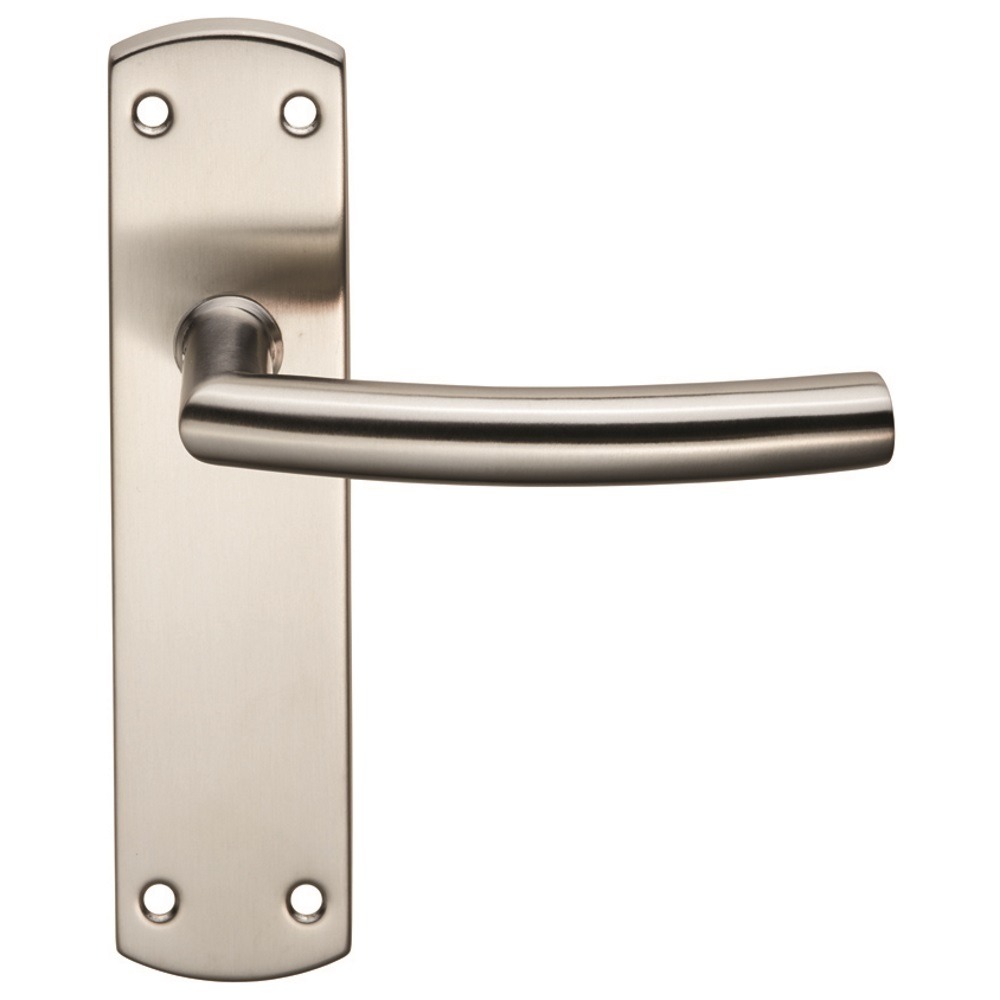 Eurospec CSLP1167B/SSS Steelworx Residential Arched Lever On Latch Backplate (LEAD TIME: 2-3 DAYS)