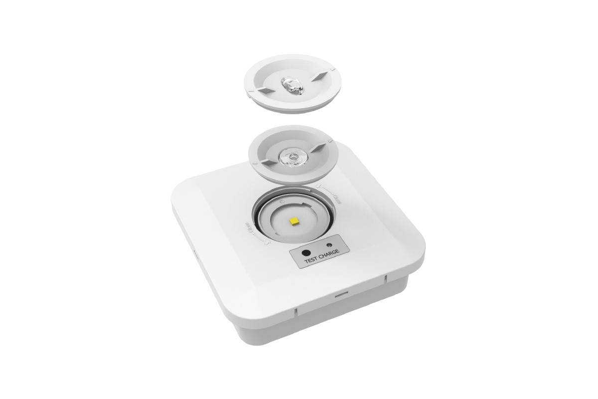 CQR ES/2/NM/WH/865 Escape Surface EM Downlight c/w 2 lens, IP65, White (LEAD TIME: 2-3 DAYS)