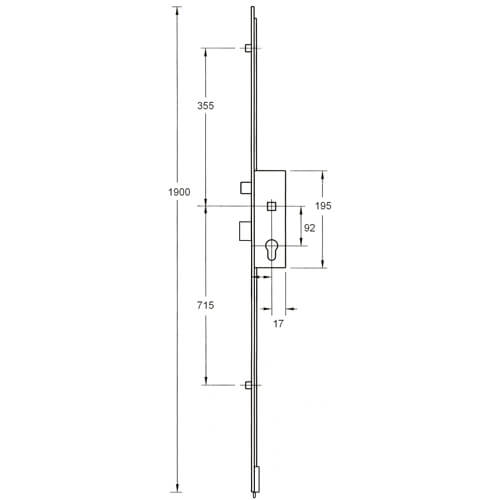 GU Europa Latch Deadbolt 2 Rollers Bottom Shootbolt Lift Lever Multipoint Door Lock - Image 2