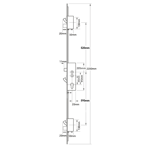 Millenco Mantis 2 Latch 3 Hooks 2 Deadbolts Double Spindle Multipoint Door Lock - Option 1 - Image 2