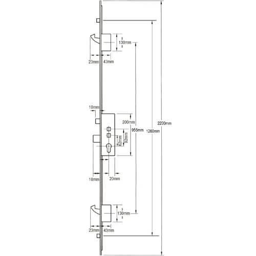 Roto MVD500 Latch Deadbolt 2 Mushrooms 2 Hooks Double Spindle Multipoint Door Lock - Image 2