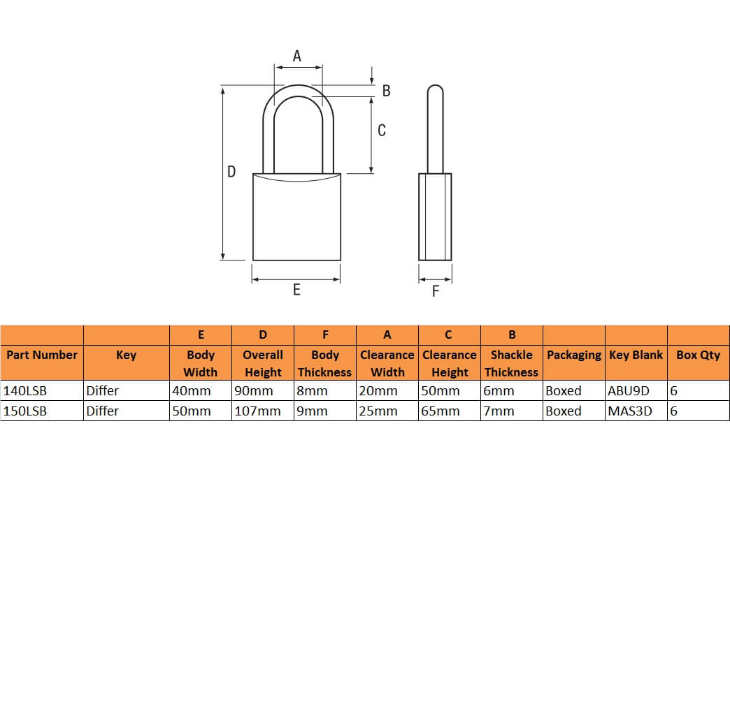 Master 40mm Long Shackle Brass Padlock - Image 2